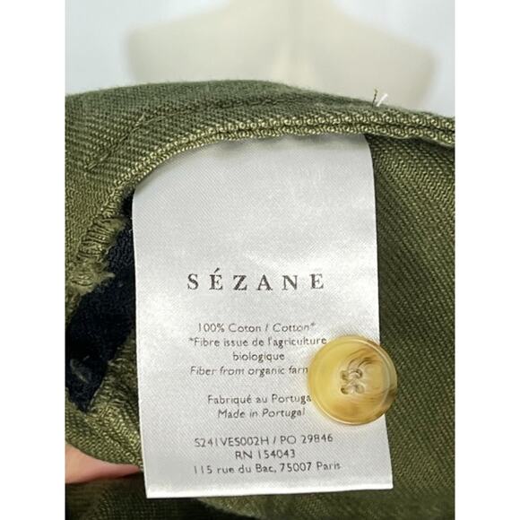 SEZANE Sz L Large Olive Green Will Jacket Coat Cotton - Picture 4 of 11